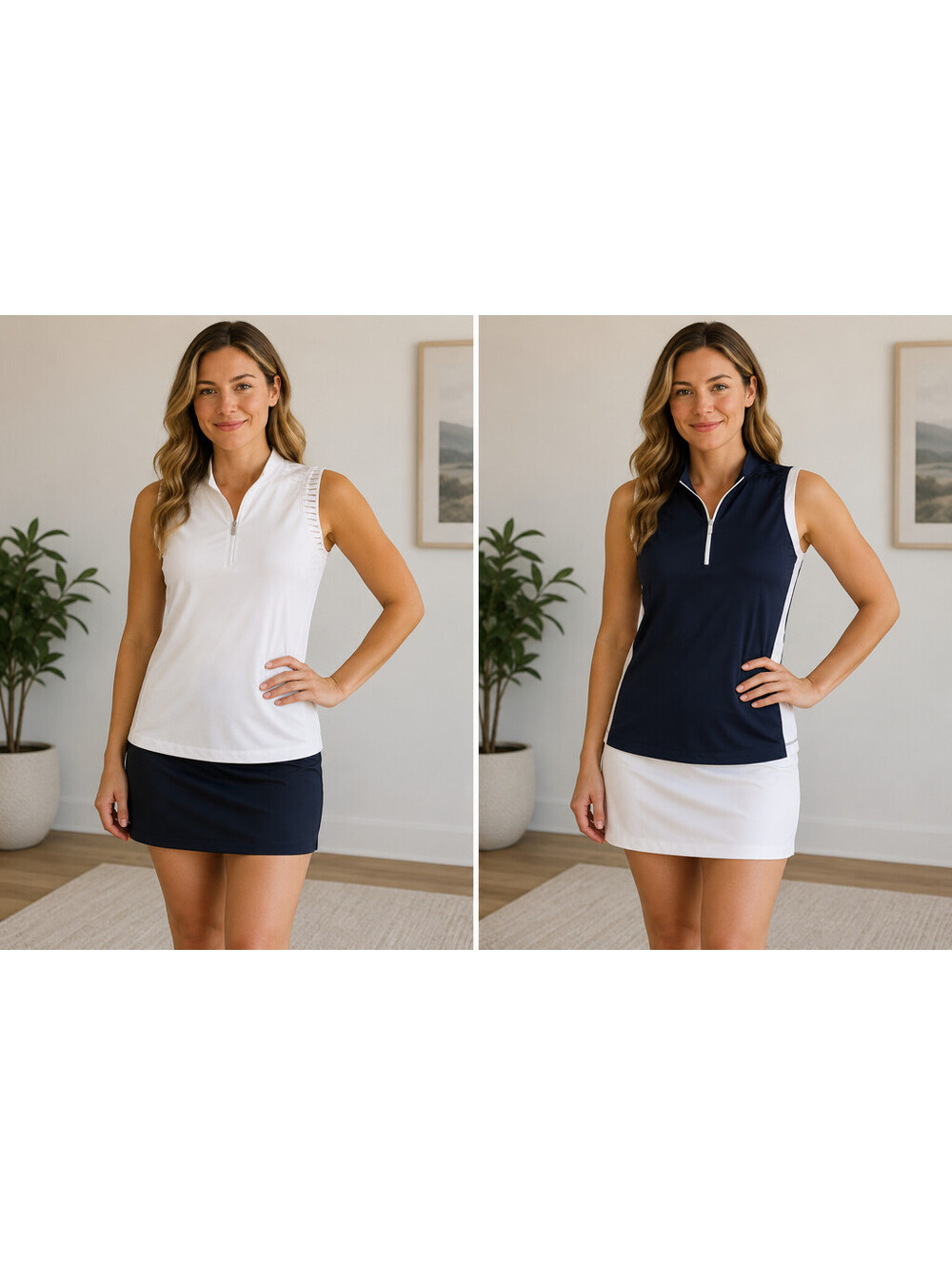 Tail Golf Tank Tops 2pc Bundle Womens M Navy White Quarter Zip Preppy Athletic